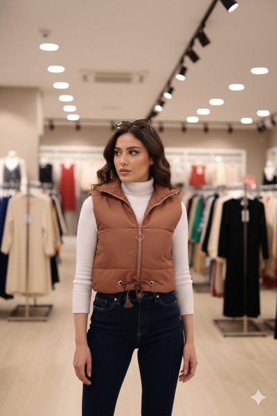 mooishan Novel Berry Short Crop Puffer Vest New Season 2026-1