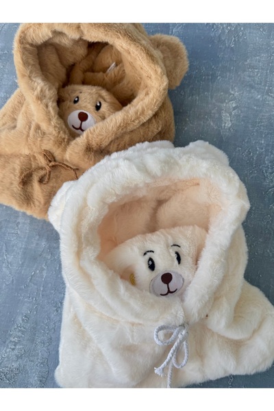 Toka Kutum Kids Store Krem Renk Kürk Peluş Atkılı Şapka