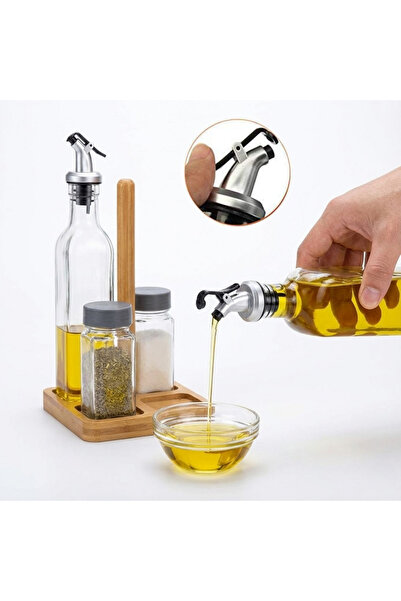 Köken Set de 2 măsline și 2 recipiente din sticlă pentru condimente, suport d...
