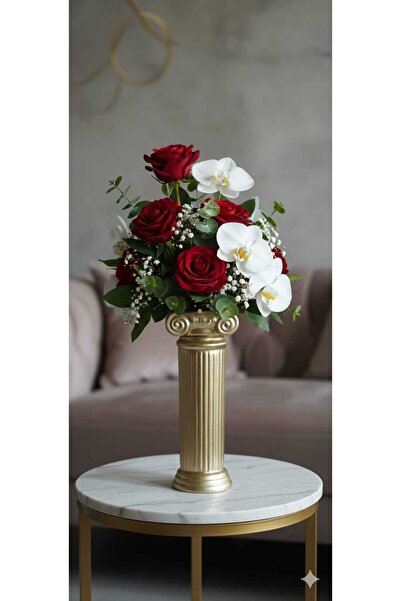 rakaymu Gold Antique Column Design Decorative Vase – Luxurious Tabletop Accessory