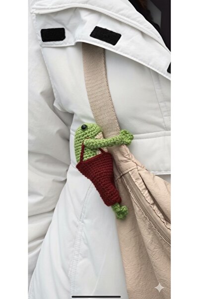 NEVAMATÖLYE Sevimli Kurbağa Askılı Çanta Charmı | Örgü Amigurumi Aksesuar | H...
