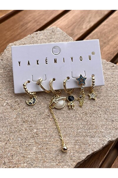 nunu takı Yakemiyou Uzay Charmlı Altılı Küpe