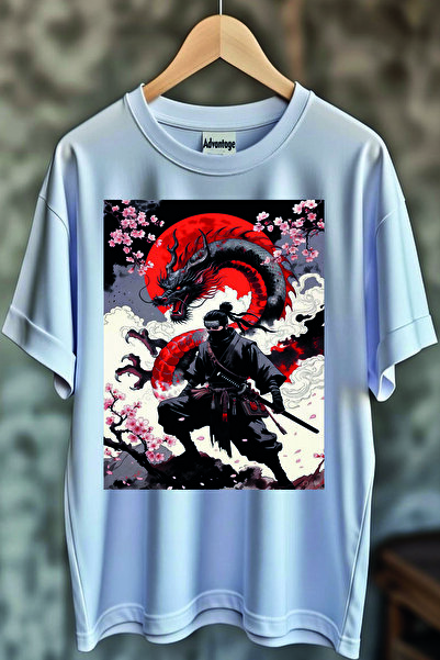 Advantage Red Moon Ninja Dragon Oversized T-Shirt - Ninja Designed Oversized ...
