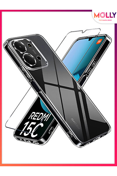 Molly حافظة سيليكون شفافة من جارديان لهاتف XIAOMI REDMI 15C + واقي شاشة قياسي من الزجاج المقوى