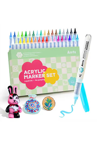 ARRTX Set de 36 markere cu vopsea acrilică, vârf 1-6 mm, Arrtx, pe bază de ap...