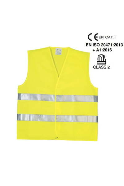 Coverguard Yellow HI‑Viz Reflective Vest Yard, Polyester, 2x5cm Reflective Bands, Velcro, EN ISO 20471 Class