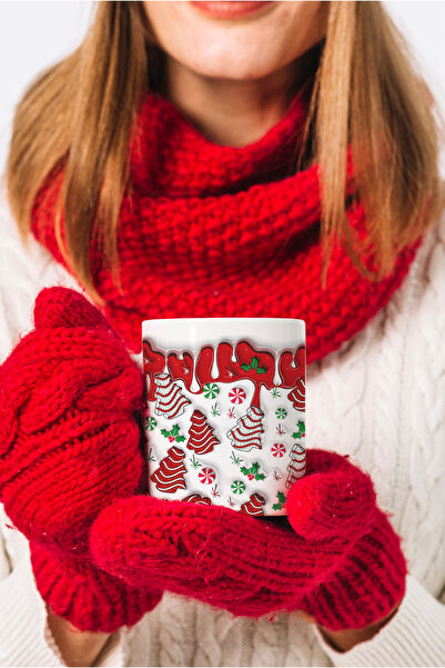 Grafiklas Yılbaşı Temalı Büyük Boy Porselen Kupa Bardak – Noel Partisi Hediye...