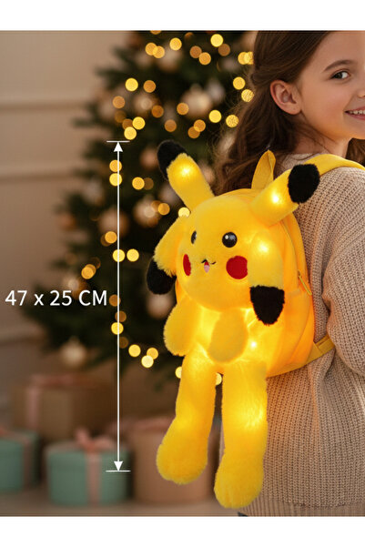 moryconcept Peluş Işıklı Pikachu Sırt Çantası – 47 x 25 cm