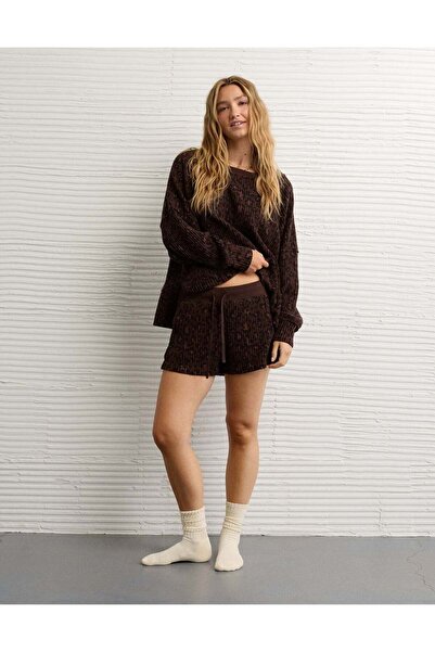 AMERICAN EAGLE شورت وافل كبير بخصر عالٍ من AE