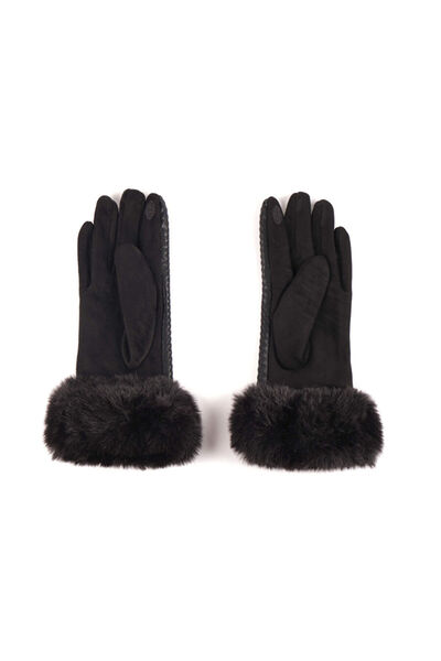 Faik Sönmez PU Deri Bileği Kürklü Eldiven W26ELD005