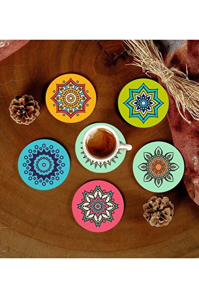 Hangora 6 Pieces Patterned MDF Coasters