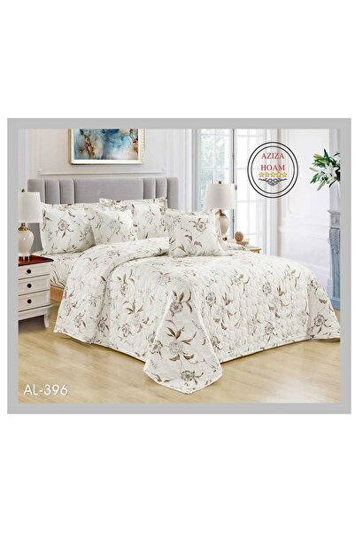FABRIC A 6-piece double-size comforter set in off-white floral earthy pattern...