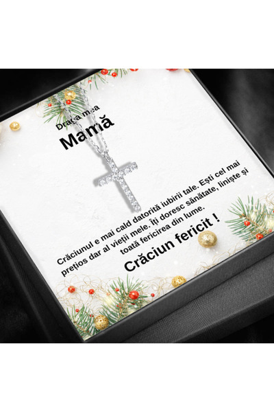 AVAMSI Set Cadou Craciun Mamă CR01E Colier cu Pandativ cruce din Argint 925 p...