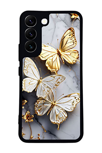 Aksel Kılıf متوافق مع هاتف سامسونج جالاكسي S22 مطبوع ، أسود غير لامع، سيليكون ناعم، واقي، غطاء ممتص للصدمات، حافظة