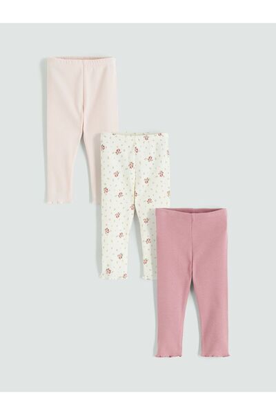 LC Waikiki LCW baby Beli Lastikli Çiçekli Kız Bebek Tayt 3'lü