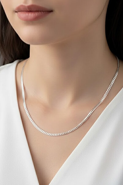 CAŞ DEKORASYON Silver Color Chain Unisex Steel Necklace