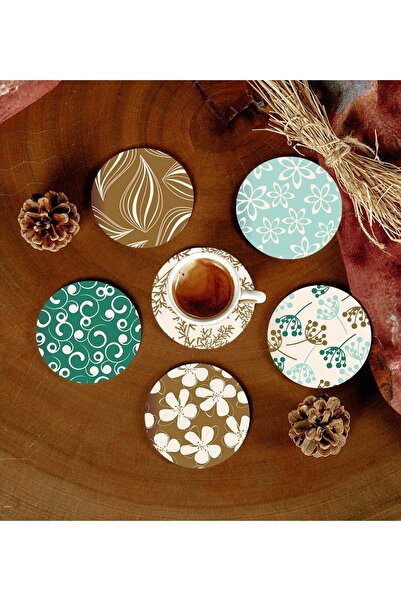 Twin Store 6 Pieces Patterned MDF Coasters