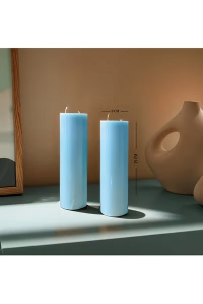 Generic Handmade Set of 2 Pillar Candles with 2 Flame Wicks – Unscented – Siz...