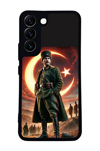 Aksel Kılıf متوافق مع هاتف سامسونج جالاكسي S22 مطبوع ، أسود غير لامع، سيليكون...