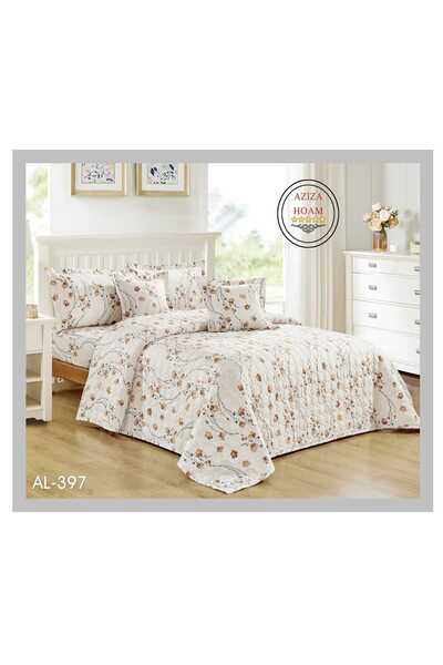 FABRIC A 6-piece double-size comforter set in a soft, floral beige color, add...