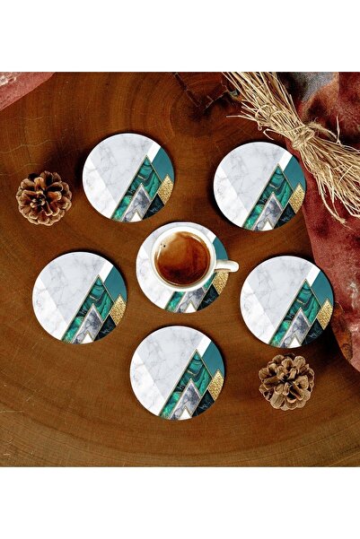 Hangora 6 Pieces Patterned MDF Coasters