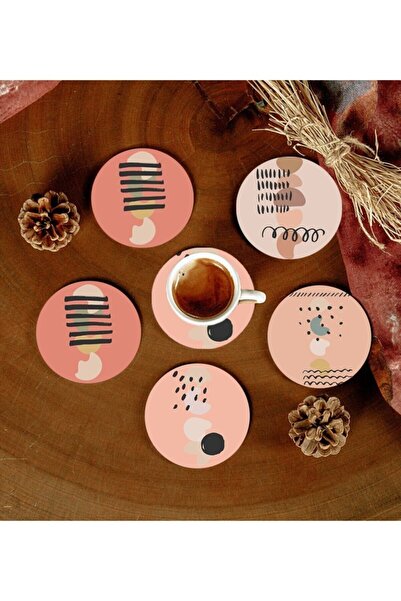 Twin Store 6 Pieces Patterned MDF Coasters