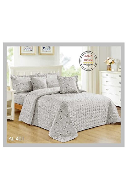 FABRIC لحاف مضغوط نفرين 6 قطع باللون الرمادي المطفّي بتصميم زهور بسيط يضيف لم...