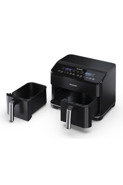 Sharp Friteuză cu aer GD82AE GD82AEB, 1800W, 2x4L, 12 programe, 2500 rpm, digitală, antiaderentă, neagră
