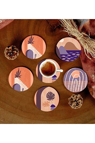 Hangora 6 Pieces Patterned MDF Coasters