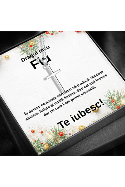 AVAMSI Christmas Gift Set Son LD750I Necklace with cross pendant made of 925 silver, Peace of the soul, plated with rose gold