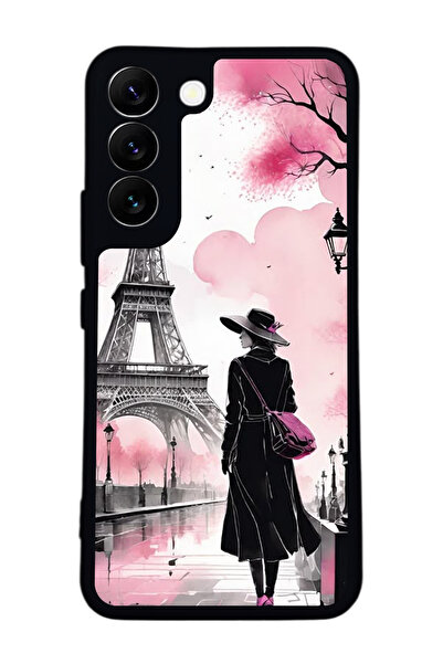 Aksel Kılıf متوافق مع هاتف سامسونج جالاكسي S22 مطبوع ، أسود غير لامع، سيليكون...