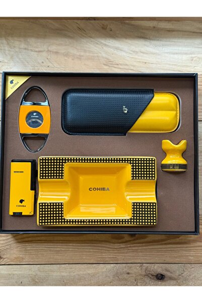 COHİBA İkonik Puro Başlangıç Seti 3 pürmüz çakmak kesici taşıma kılıfı küllük...