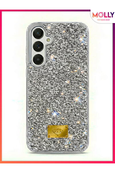 Molly حافظة سيليكون فاخرة فضية اللون لامعة لهاتف سامسونج جالاكسي A24