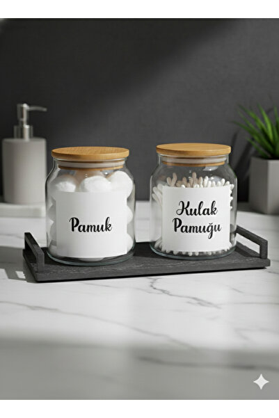 Dia Bambu Kapak Cam Kulak Pamuğu Ve Pamukluk 300 ml Vakumlu Kapak