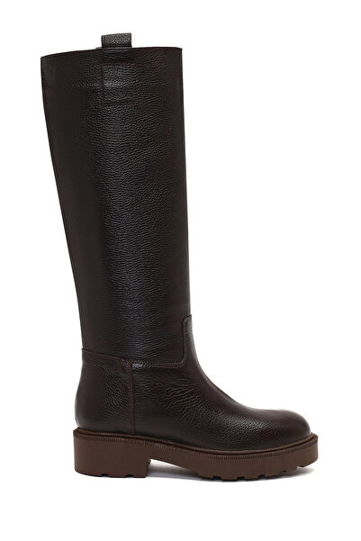 Derimod Women's Brown Thick Soled Leather Boots 25Wfd1893Ft