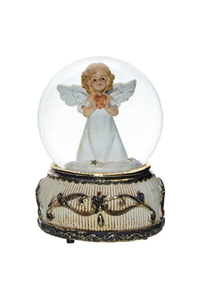 UnderShop Glob decorativ de Crăciun din sticlă cu muzică, model înger, 14 cm,...