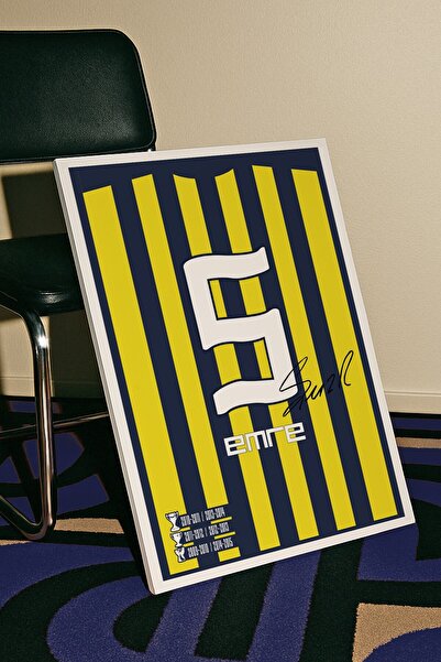 Base Concept Emre Belözoğlu 5 Numara Sarı Lacivert İmzalı Poster Tablo (Çerçe...