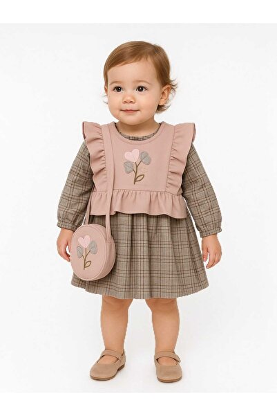 KATIA 2-5 Years Old Girl's Stylish Dress |   Bag, Ruffles, Heart Embroidery, Casual and Special Occasion Combination