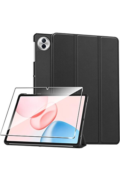 HYX جراب متوافق مع جهاز HONOR Pad 10 مقاس 12.1 بوصة - واقي شاشة 9H وحامل دوار، أسود