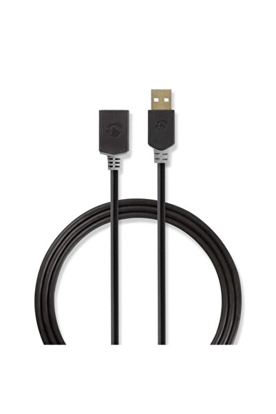 Nedis USB 2.0 кабел A мъжки към A женски, 2 м, черен