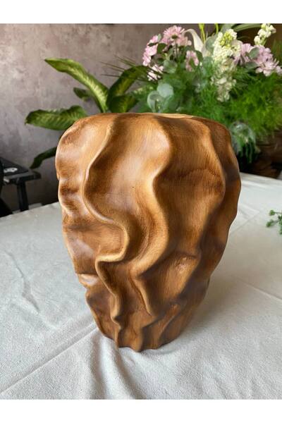 Kalya Concept Sarmaşık Desenli Küp Seramik Vazo 32x14 cm - Modern Minimalist