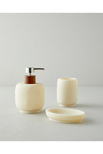 ozbience Jessica 3’lü Banyo Seti, 16 cm, Bej, Şık ve Fonksiyonel Tasarım