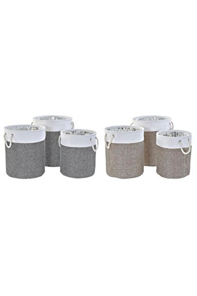 DKD Home Decor Storage Box Set, Polyester, Multicolor, 40x40x49cm