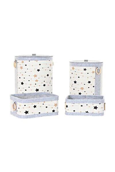 DKD Home Decor Set of 4 Storage Baskets DKD Home Decor, 36x36x50 cm, Multicolor