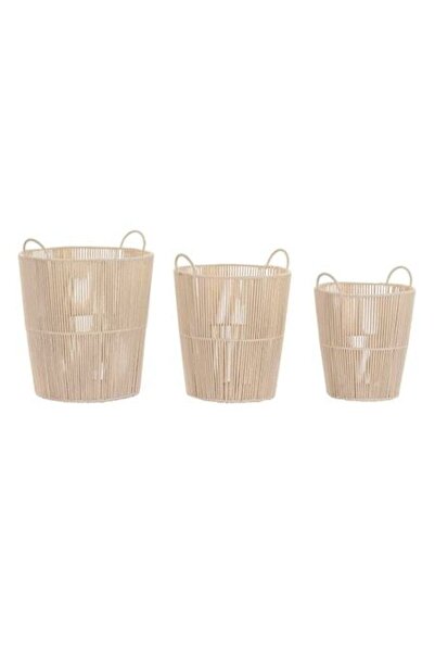 DKD Home Decor set of storage baskets, Beige, 42x42x51 cm, Set of 3