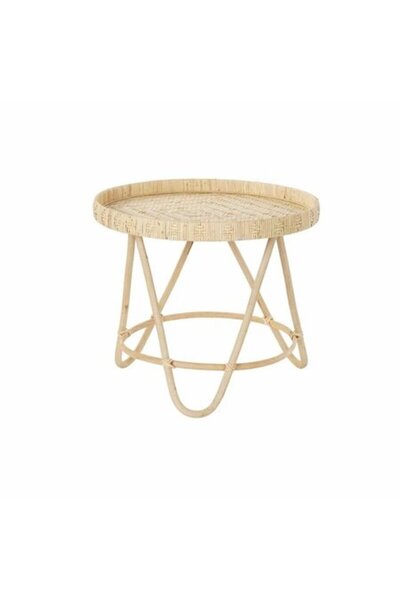 DKD Home Decor Bamboo Side Table, Finish, Cream, 60x60x52 cm