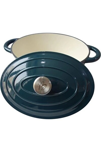 Baumalu caserolă ovală 30 cm, fontă emailată, verde-albastru