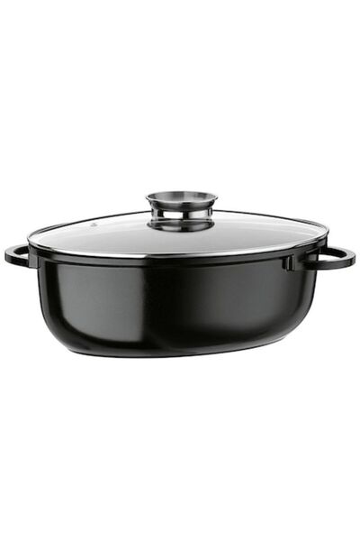GSW Oval aluminum casserole with WhitePoint ceramic coating and lid, 8.5 L -
