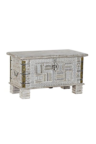 DKD Home Decor Cufăr decorativ din metal / lemn de mango 80 x 40 x 45 cm, mul...