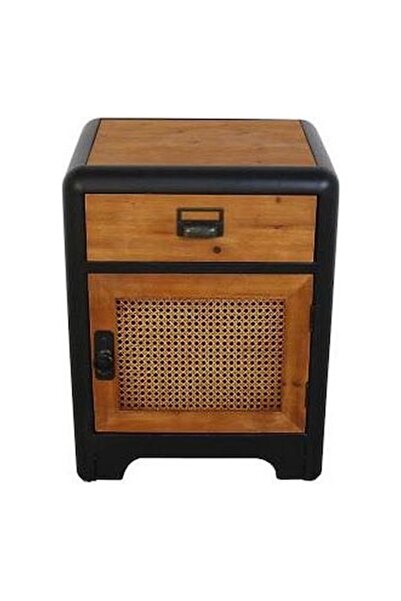 DKD Home Decor Nightstand Pine Wood & Metal 48x40x62 cm Brown